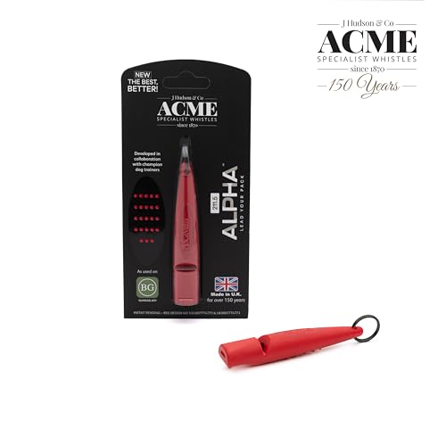 Alpha 210.5 Professional Dog Training Whistle with Lanyard. Enhanced Ergonomic Grip. BPA (Carmine Red/Black)