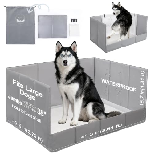 Dog Litter Box Indoor High Walls (Grey / X-Large for Dog＜ 38" Length)