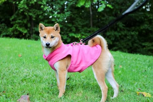 Dog Fleece Vest Sweater with Leash Ring (XL (17-25lbs) / Pink)