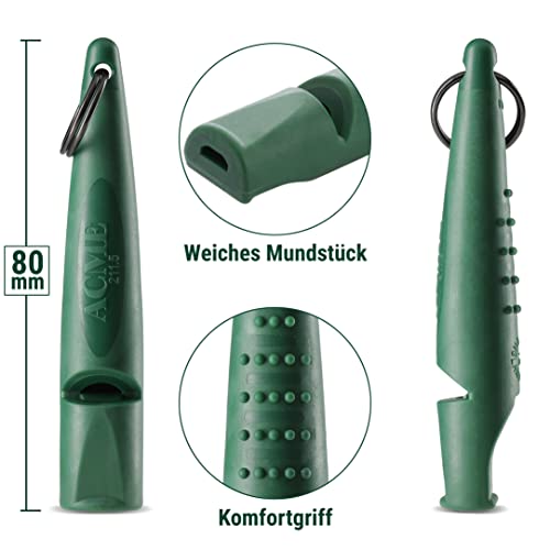 Alpha 211.5 Professional Dog Training Whistle with Enhanced Ergonomic Grip. BPA (Forest Green)