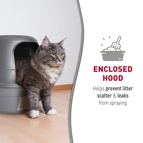 Hooded Flip Top Cat Litter Box with Charcoal Filter (Silver/Grey)