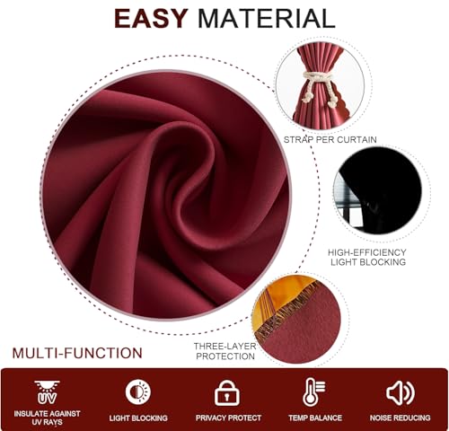 Blackout Curtains Adhesive (59"W x 96"L (Pack of 1) / Burgundy)