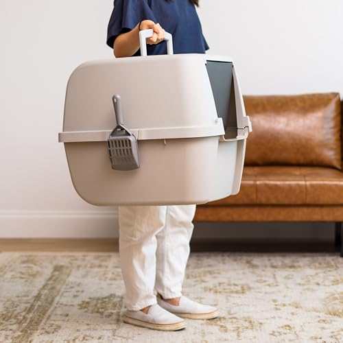 Large Front Door Cat Litter Box (Jumbo Enclosed / Gray)