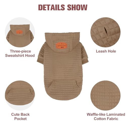 Dog Hoodies Sweater for Medium Dogs (Khaki / M/L (Back: 18",Chest: 25", Neck: 15"))