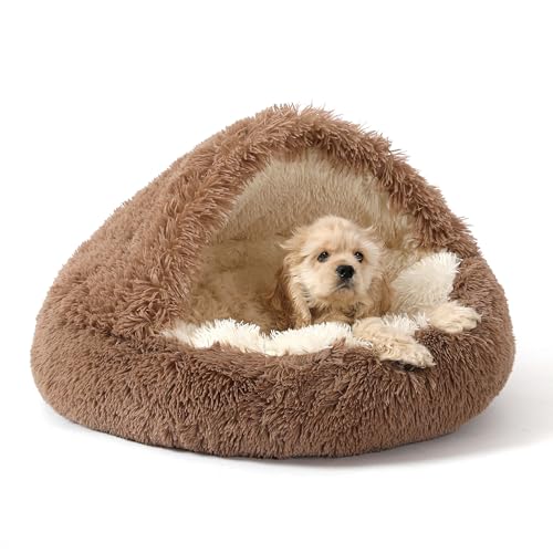Hooded Donut Bed (Brown / Small 19.6'')