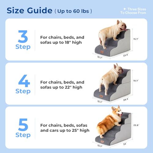 Dog Stairs Ramp for Bed 19.7" H