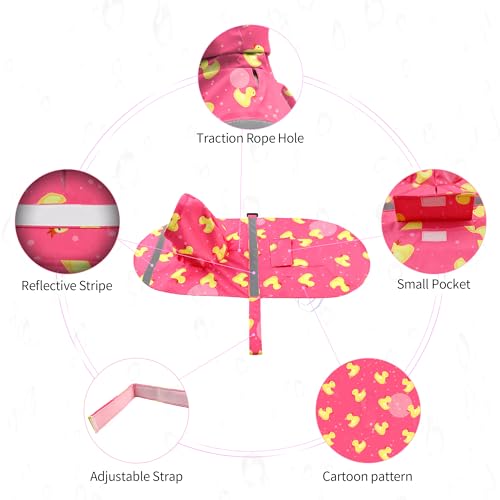 Large Dog Raincoat Adjustable (2X-Large (Pack of 1) / Pink Duck)