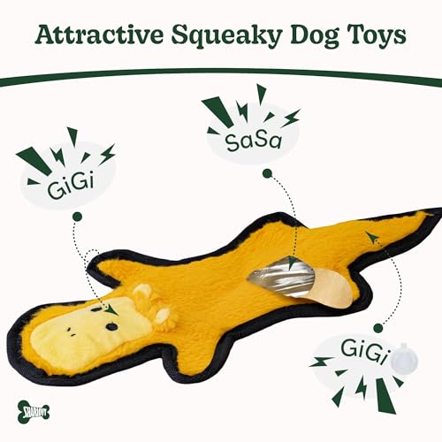 No Stuffing Dog Toys Crinkle Squeaky (2 Pack / Large)
