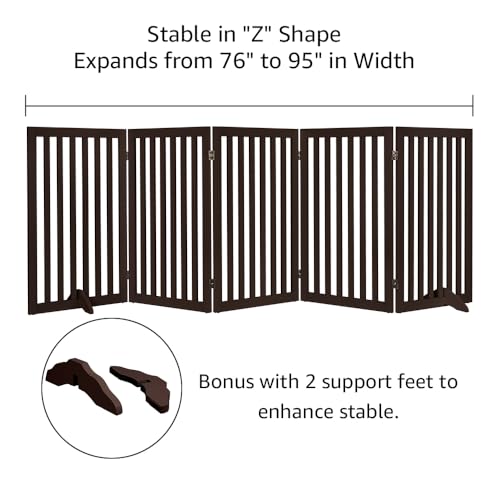36”H Free Standing Pet Gate for Dog Cat (Espresso / 100"W×36"H)