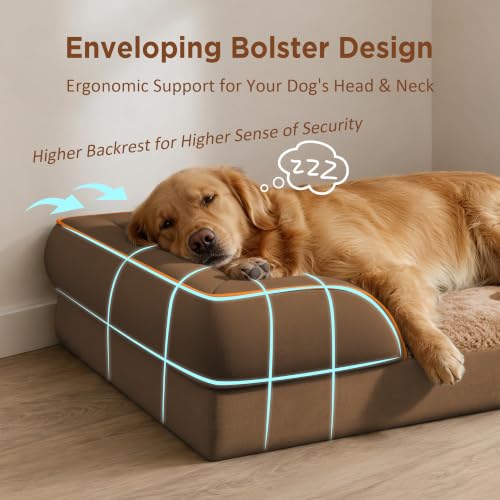 Waterproof Orthopedic Dog Bed for Extra Large Dogs (42.0"L x 30.0"W x 8.5"Th / Brown)