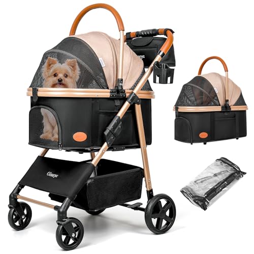 Dog Cat Stroller for Small (Khaki)