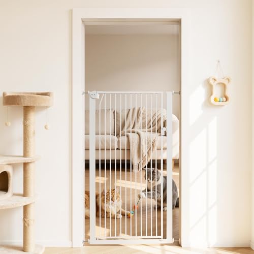 Extra Tall Pet Gate for Cats (White / 29-41" Wide x 56" Tall)