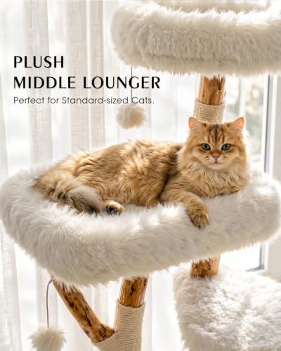 Solid Wood Cat Tree (Milky White)