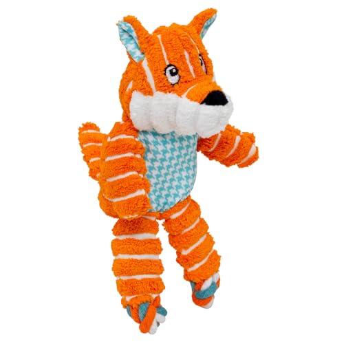Floppy Knots Durable No‑Stuffing Squeaky Rope & Plush Dog Toy (Fox / X-Small)