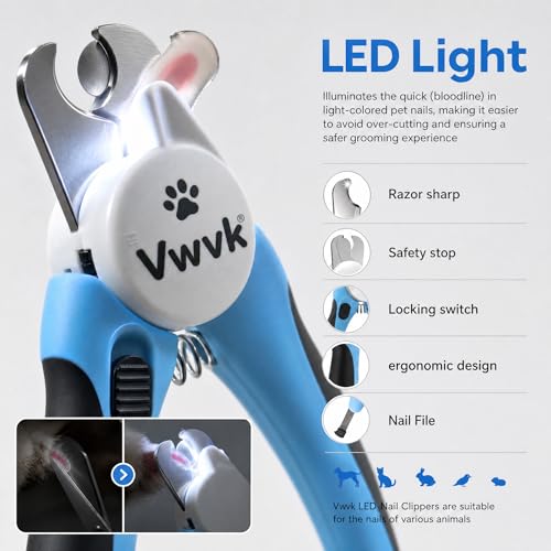 Dog Nail Clippers with Light (Blue)