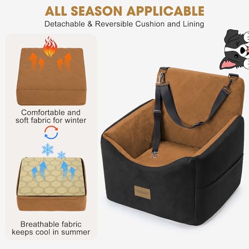 Dog Car Seats for Small Medium Dogs Under 35lbs (Brown / Small/Medium)