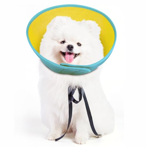 Soft Dog Cone Collar to Stop Licking After Surgery (Yellow Blue / S)