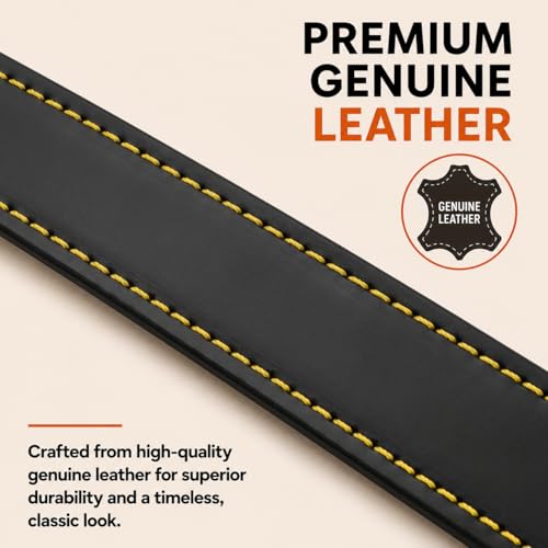 Genuine Leather Dog seat Belt for car (Black / 30")
