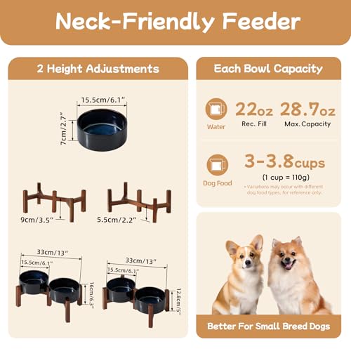 Elevated Dog Bowls (Double Bowls with Stand- Starry Sky / 3.4CUPS)