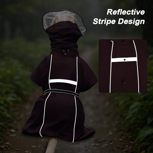 Pet Dog Raincoat Jacket Large Dog Rain Poncho with Transparent Hood (Wine Red / XL-Fit for 12-18 lbs)