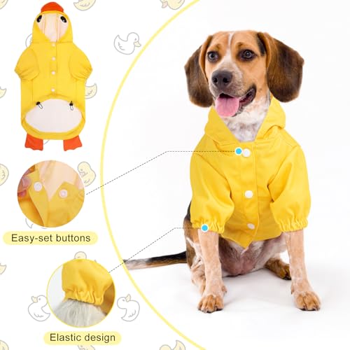 Dog Raincoats for Large Dogs (Yellow Duck / L(Back 18.1", Chest 25.5", Neck 18"))
