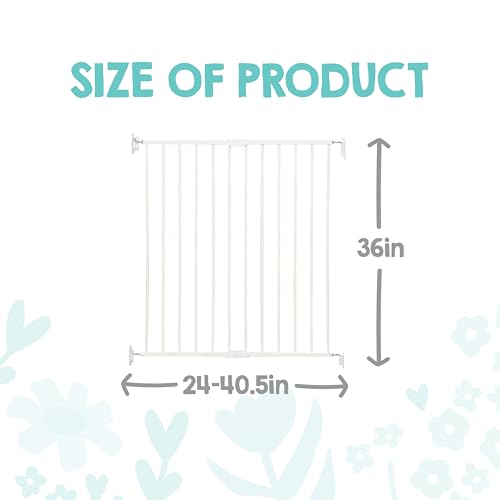 Safety 36" Extra Tall Baby Gate for Top of Stairs & Dooways (White / 24-40.5"W x 36"H)