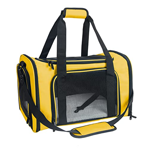 Soft Sided Carrier for Small Medium Cats Dogs (20.0"L x 13.0"W x 13.0"H / Yellow)