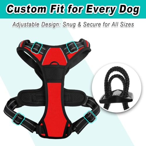Dog Harness for Large Dog No Pull 2 Leash Clips Dog Vest (X-Large / Red)