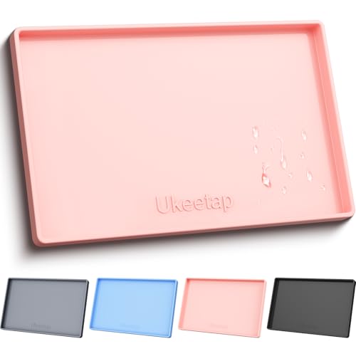 19" x 12" Extra Thick Silicone Mat Waterproof with Raised Edge (Pink / 19"L x 12"W)