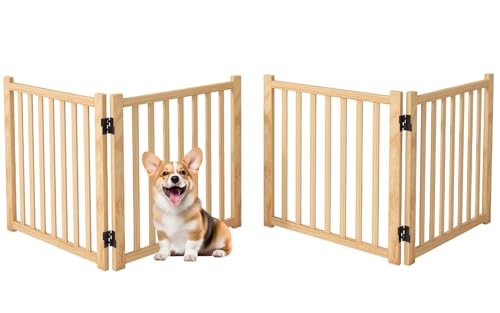 Freestanding Wooden Dog Gate Indoor (【(2Pcs)2 Panels】H:23'')