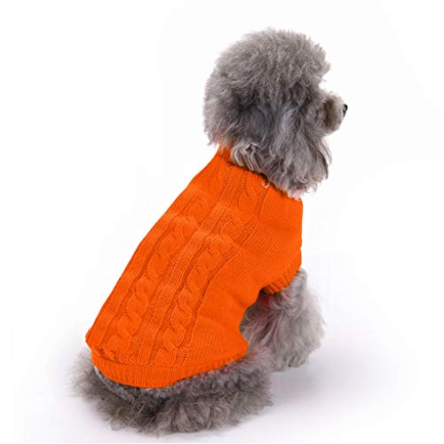 Dog Sweater Soft Warm Turtleneck Knitted Clothes for Small Medium Large Pet (Orange / Medium)