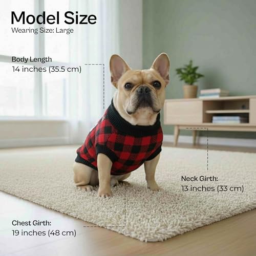 Dog Sweaters Cable Knit Dog Outfit (XL / Checkered Red)