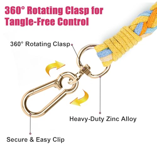 5FT Braided Cotton Rope Leash for Small (Sunshine Breeze)