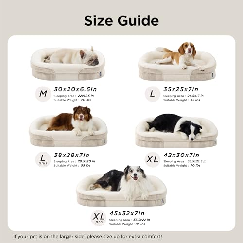 360°Oval Bolster Orthopedic Dog Bed Medium Size Dog (Beige / 30"lx20"wx6.5"th)