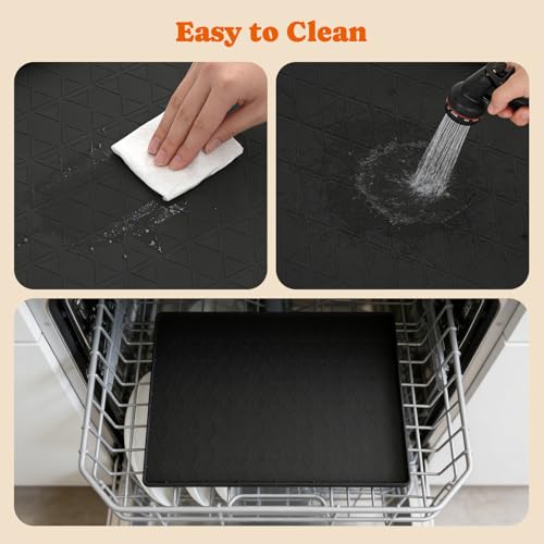 Pet Feeding Mat with Raised Edge (Black)