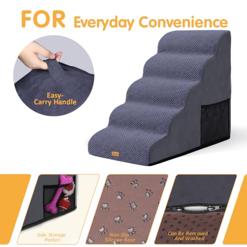 High Density Foam Dog Steps 5 Tiers (Blue / 33.1*15.7*22.5)
