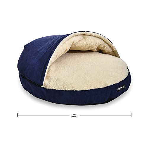 AmazonBasics Pet Cave Bed for Dogs and Cats (Blue / Large (Pack of 1))