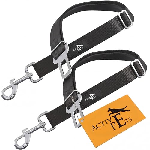 Black Car Seat Belt for Dogs 2 Pack (Black - 2 Pack)