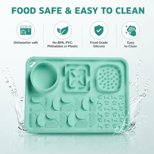 Silicone Dog Slow Feeder Lick Mat with Suction Cups (mint green)