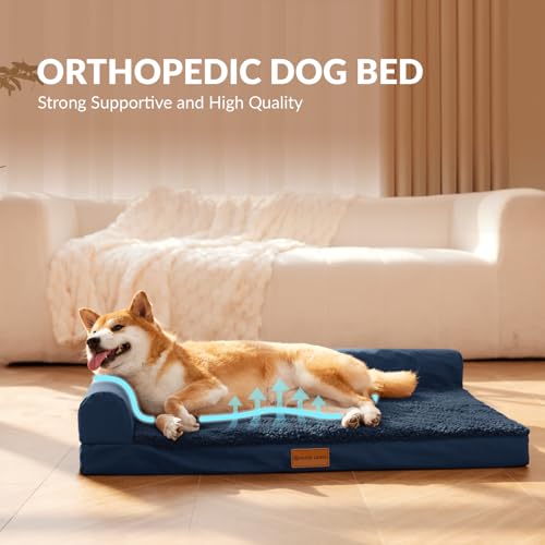 Orthopedic Medium Dog Bed Washable Pet Sofa Bed 30X20 Navy Blue (Navy Blue / 30"L x 20"W x 3.5"Th)