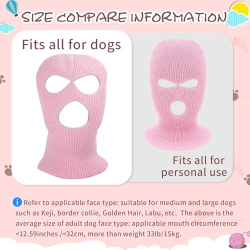 Dog Halloween Christmas Costume Ear Muffs Noise Protection Knitted Dogs Ears Warm Hats Dog Robbers & Thieves Mask Funny Pet Cosplay for Medium Large Dog (Pink)