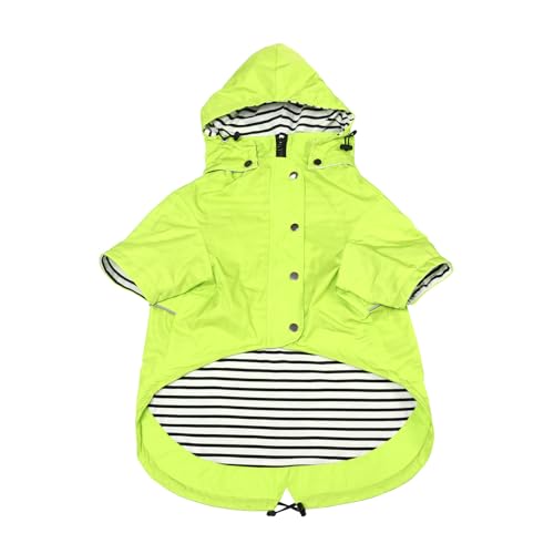 Dog Zip Up Raincoat with Reflective Buttons (X-Small / Light Green)