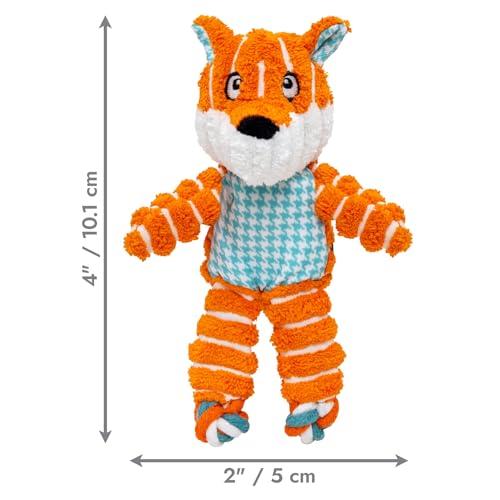 Floppy Knots Durable No‑Stuffing Squeaky Rope & Plush Dog Toy (Fox / X-Small)