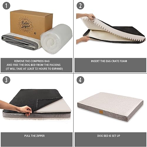 Orthopedic Large Dog Bed Pet Sofa Mat 42''X28'' Dark Grey (42"L x 28"W x 3.5"Th / Dark Grey)