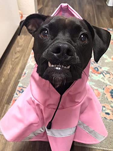 Dog Raincoats with Reflective Strip Hoodie (D4-Pink / 22B (55-65 lbs))
