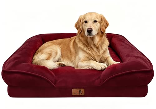 Orthopedic Dog Bed with Sides (42.0"L x 32.0"W x 6.5"Th / Burgundy)