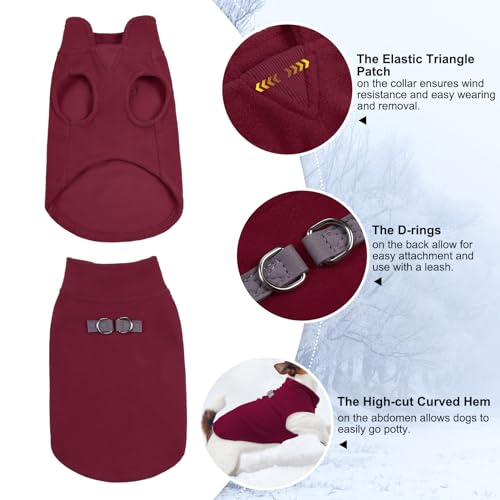 Dog Fleece Vest Sweater Winter Jacket for Small and Medium Large Dogs with D (X-Large / WINE RED)