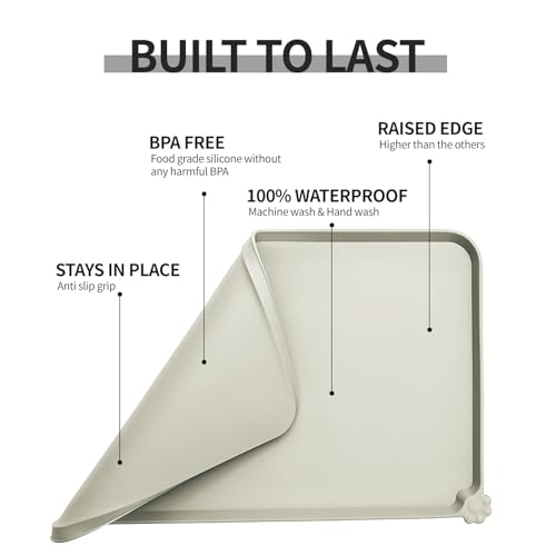 Silicone Pet Feeding Mat (Beige / 24" x 16")