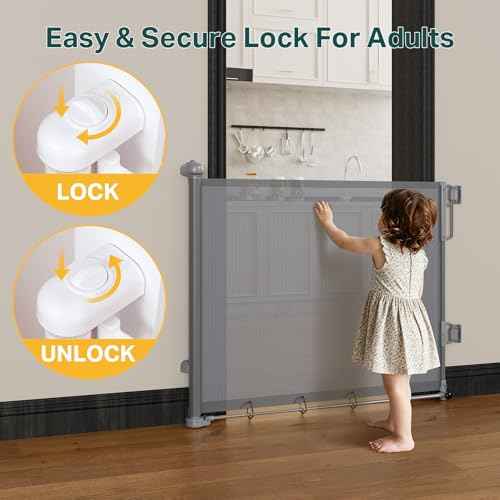 27 40" Retractable Baby Gates for Stairs & Doorways (Gray / Retractable Width: 27"–40")