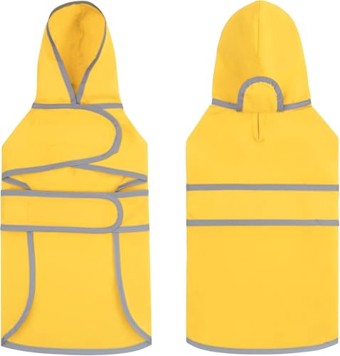 Dog Raincoat Waterproof Dog Rain Jacket with Hood (Yellow / X-Small)